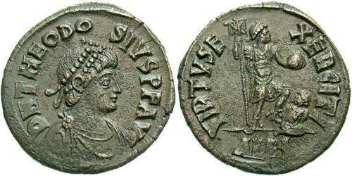 1 Фолліс /  AE2 Римська імперія (27BC-395) Бронза Феодосій I (347-395)