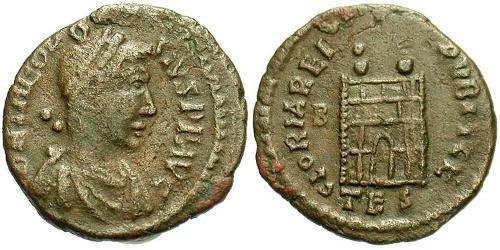 1 Фолліс /  AE4 Римська імперія (27BC-395) Бронза Феодосій I (347-395)