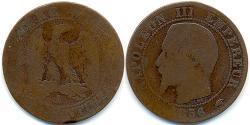 1 Франк Вторая французская империя (1852-1870)  Наполеон III Бонапарт (1808-1873)