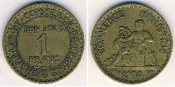 1 Франк Третья французская республика (1870-1940)  Бронза 