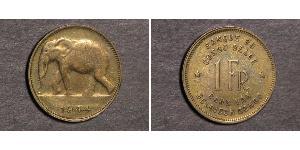 1 Франк Бельгийское Конго (1908 - 1960) Латунь 