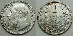 1 Франк Бельгия Серебро Леопольд II (1835 - 1909)