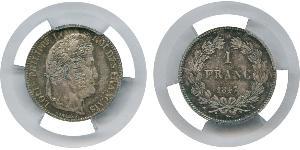 1 Франк Июльская монархия (1830-1848) Серебро Луи-Филипп I (1773 -1850)