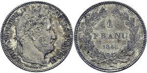 1 Франк Июльская монархия (1830-1848) Серебро Луи-Филипп I (1773 -1850)