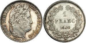 1 Франк Июльская монархия (1830-1848) Серебро Луи-Филипп I (1773 -1850)