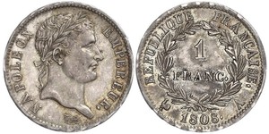 1 Франк Первая Французская империя (1804-1814) Серебро 