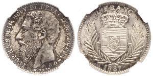 1 Франк Свободное государство Конго (1885 - 1908) Серебро Леопольд II (1835 - 1909)