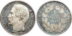 1 Франк Second French Empire (1852-1870) Срібло Наполеон ІІІ Бонапарт (1808-1873)