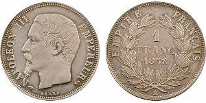 1 Франк Second French Empire (1852-1870) Срібло Наполеон ІІІ Бонапарт (1808-1873)