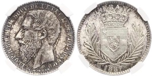 1 Франк Вільна держава Конго (1885 - 1908) Срібло Леопольд II (1835 - 1909)