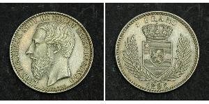 1 Франк Вільна держава Конго (1885 - 1908) Срібло Леопольд II (1835 - 1909)