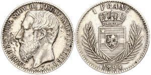 1 Франк Вільна держава Конго (1885 - 1908) Срібло Леопольд II (1835 - 1909)