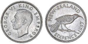1 Шестипенсовик Новая Зеландия  Георг VI (1895-1952)