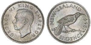 1 Шестипенсовик Новая Зеландия  Георг VI (1895-1952)