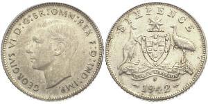 1 Шестипенсовик Австралія (1939 - ) Срібло Георг VI (1895-1952)