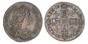 1 Шестипенсовик Королівство Англія (927-1649,1660-1707) Срібло Карл II (1630-1685)
