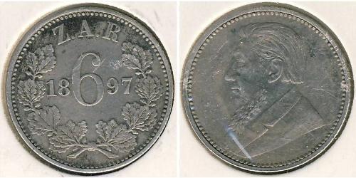 1 Шестипенсовик Південно-Африканська Республіка (1910 - ) Срібло 