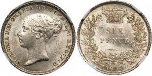 1 Шестипенсовик / 6 Пенни Соединённое королевство Великобритании и Ирландии (1801-1922) Серебро Виктория (1819 - 1901)