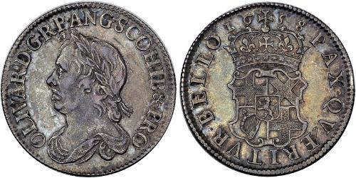 1 Шиллинг Английская республика (1649-1660) Серебро Кромвель, Оливер (1599 - 1658)