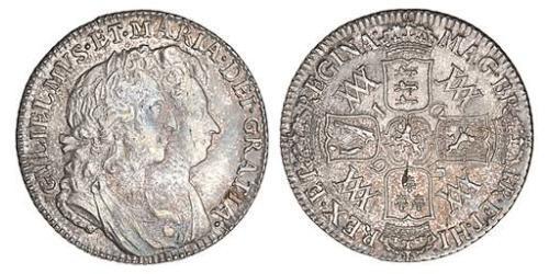 1 Шиллинг Королевство Англия (927-1649,1660-1707) Серебро Вильгельм III (1650-1702)