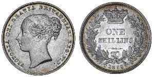 1 Шиллинг Соединённое королевство Великобритании и Ирландии (1801-1922) Серебро Виктория (1819 - 1901)