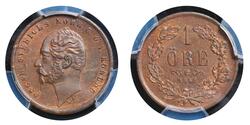 1 Эре United Kingdoms of Sweden and Norway (1814-1905) Бронза Оскар I (1799-1859)