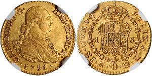 1 Эскудо Испанская империя (1700 - 1808) Золото Карл IV король Испании (1748-1819)