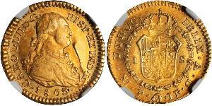 1 Эскудо Новая Гранада (1717 - 1819) Золото Карл IV король Испании (1748-1819)