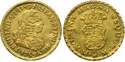 1 Эскудо Новая Испания (1519 - 1821) Золото Фердинанд VI  король Испании (1713-1759)