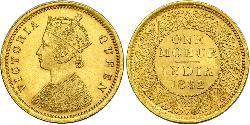1vet Mohur British Raj (1858-1947) Gold Victoria (1819 - 1901)