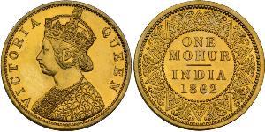 1vet Mohur British Raj (1858-1947) Gold Victoria (1819 - 1901)