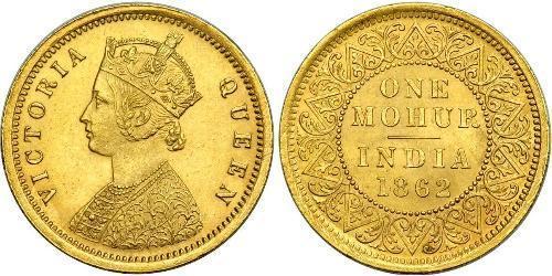 1vet Mohur British Raj (1858-1947) Gold Victoria (1819 - 1901)