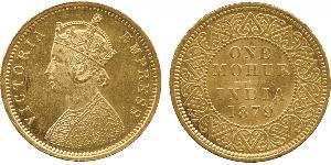 1vet Mohur Raj britannique (1858-1947) Or Victoria (1819 - 1901)