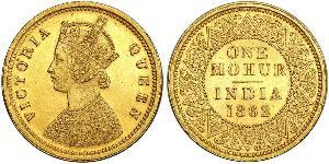 1vet Mohur Raj Britannico (1858-1947) Oro Vittoria (1819 - 1901)
