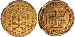 20000 Reis Brasilien Gold Johann V. von Portugal (1689-1750)