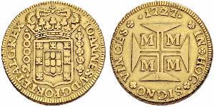 20000 Reis Brasilien Gold Johann V. von Portugal (1689-1750)