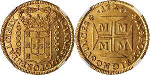 20000 Reis Brasilien Gold Johann V. von Portugal (1689-1750)