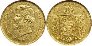 20000 Reis Empire du Brésil (1822-1889) Or Pierre II du Brésil (1825 - 1891)