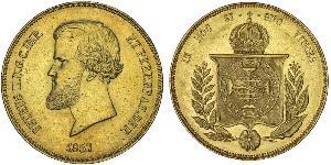 20000 Reis Empire du Brésil (1822-1889) Or Pierre II du Brésil (1825 - 1891)