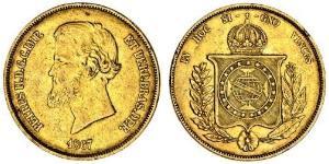 20000 Reis Empire du Brésil (1822-1889) Or Pierre II du Brésil (1825 - 1891)