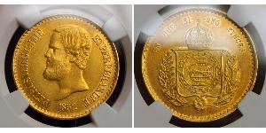 20000 Reis Empire du Brésil (1822-1889) Or Pierre II du Brésil (1825 - 1891)