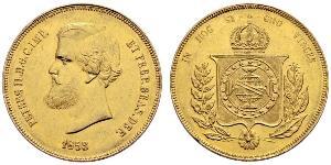 20000 Reis Empire du Brésil (1822-1889) Or Pierre II du Brésil (1825 - 1891)