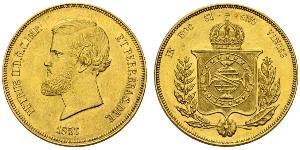 20000 Reis Empire du Brésil (1822-1889) Or Pierre II du Brésil (1825 - 1891)