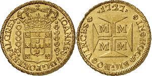 20000 Reis Brasil Oro Juan V de Portugal (1689-1750)