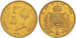 20000 Reis Imperio del Brasil (1822-1889) Oro Pedro II de Brasil (1825 - 1891)