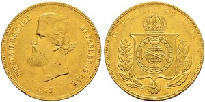 20000 Reis Imperio del Brasil (1822-1889) Oro Pedro II de Brasil (1825 - 1891)
