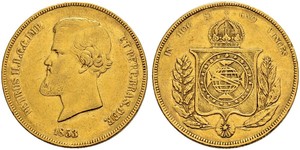 20000 Reis Imperio del Brasil (1822-1889) Oro Pedro II de Brasil (1825 - 1891)