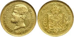 20000 Reis Impero del Brasile (1822-1889) Oro Pietro II del Brasile (1825 - 1891)
