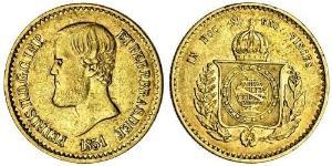 20000 Reis 巴西帝國 (1822 - 1889) 金 佩德罗二世 (巴西) (1825 - 1891)