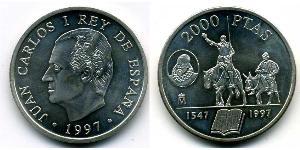 2000 Peseta Regno di Spagna (1976 - ) Argento Juan Carlos I (1938 - )
